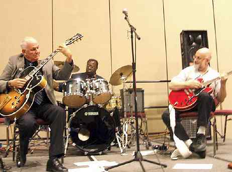 Andrew Jackson plays drums with Joe Settlemires and another AFM delegate at the Riveria Hotel in Las Vegas NV at the 2007 AFM Convention